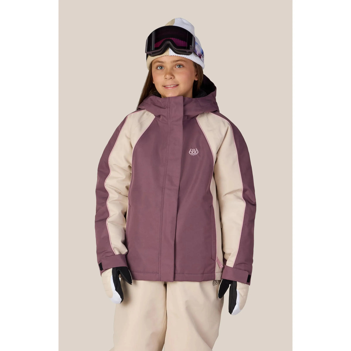 686 Girls' Hologram™ Insulated Jacket-Black Plum Colorblock-Killington Sports