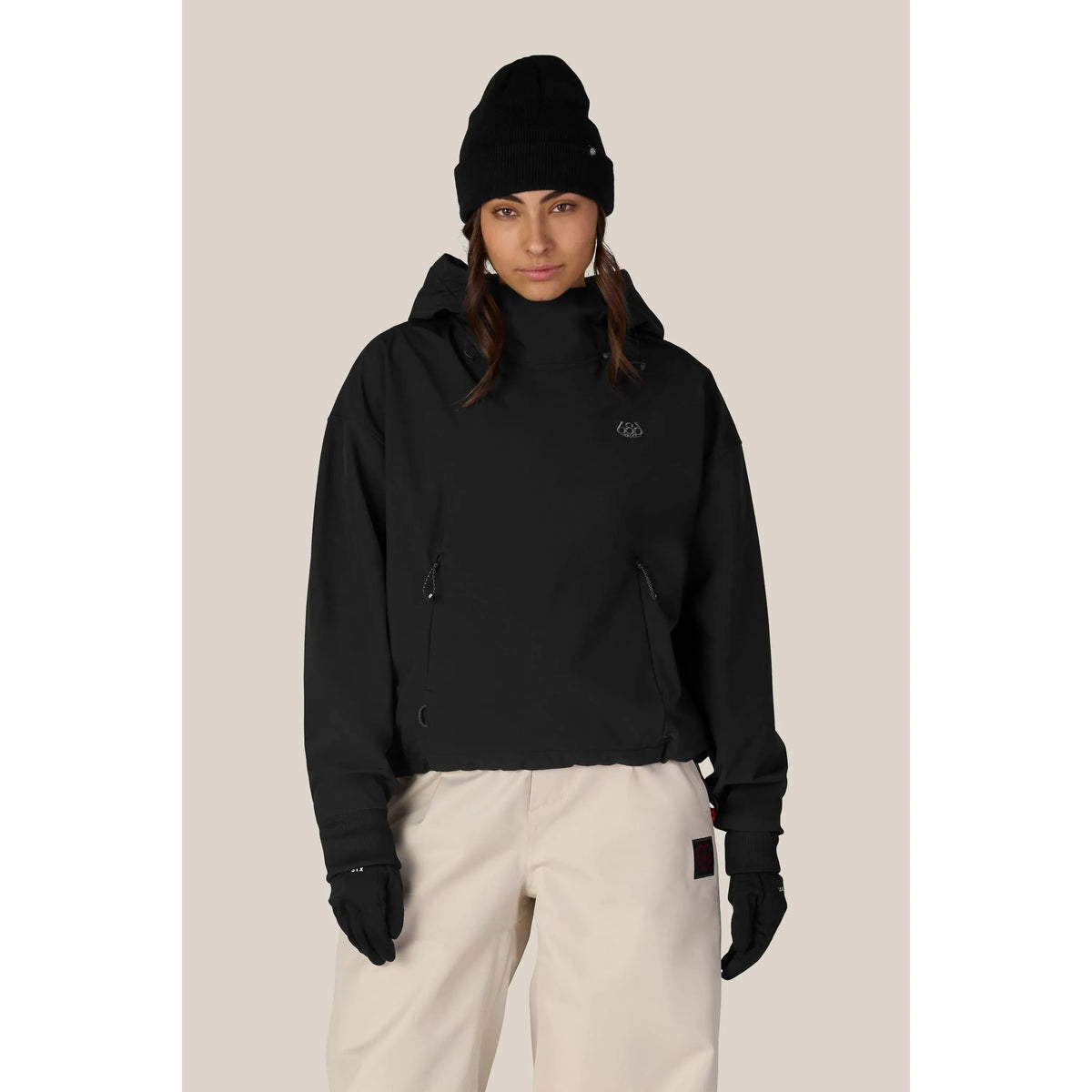686 Women's Waterproof Team Crop Hoody-Black-Killington Sports