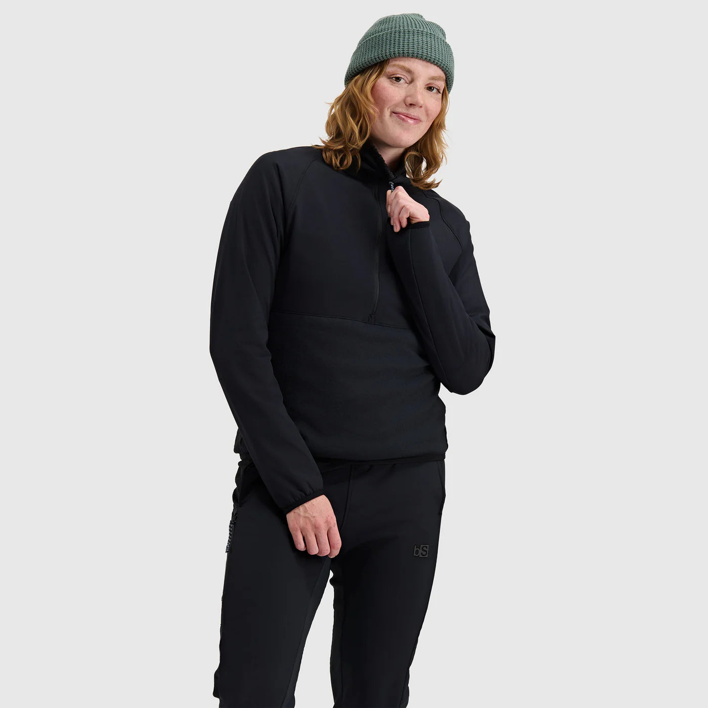 BlackStrap Women's Tribrid Grid Fleece Pullover Jacket 1/2 Zip-Black-Killington Sports
