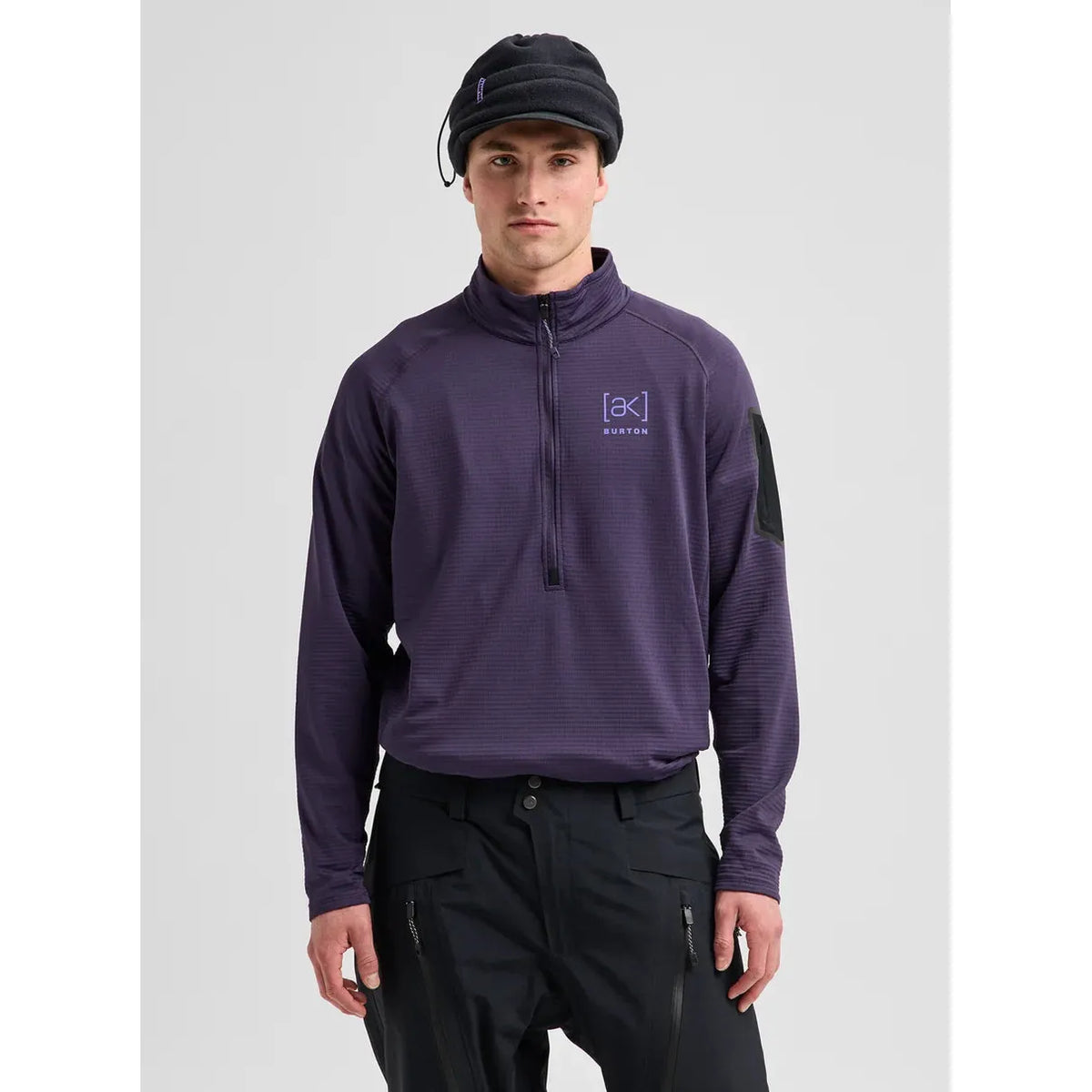 Burton Men's Helium Grid Fleece Half Zip-Nightshade Purple-Killington Sports