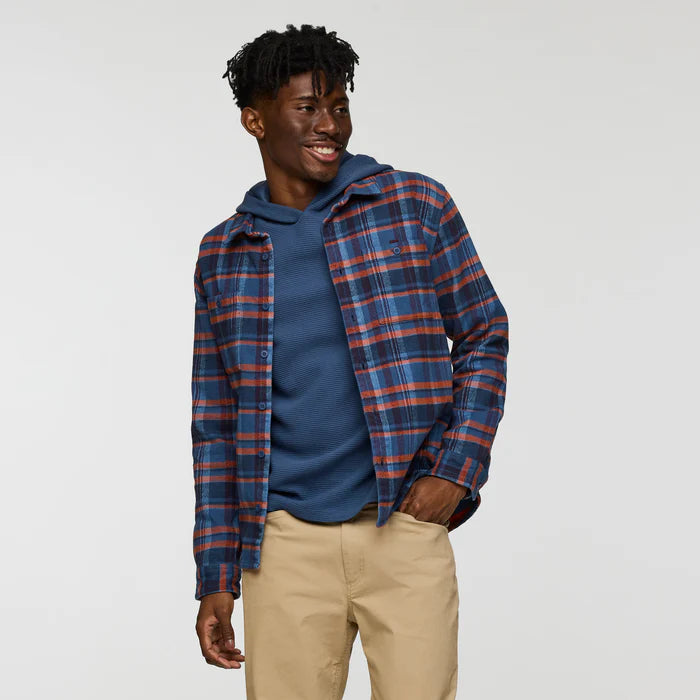 Cotopaxi Men's Mero Organic Flannel Shirt-Deep Sea and Fjord Plaid-Killington Sports
