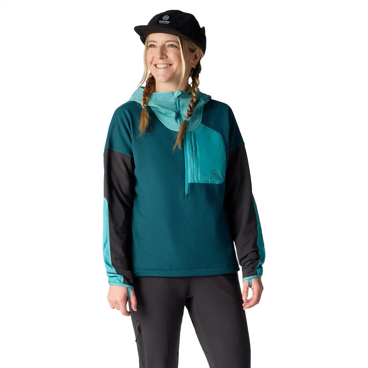 FlyLow Women's Delica Hoody-Teal/Ponderosa Pine/Black-Killington Sports