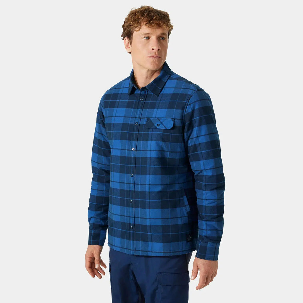 Helly Hansen Men's Lifaloft Insulated Flannel Shirt Jacket-Cobalt 2.0 Skog Plaid-Killington Sports