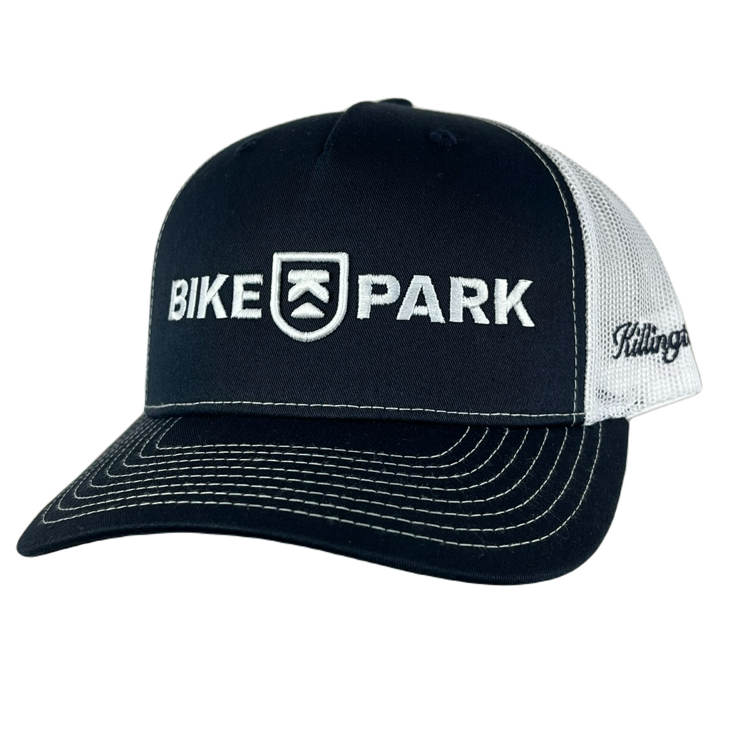 Killington Bike Park 112 3D Embroidery Trucker Hat-Navy/White-Killington Sports