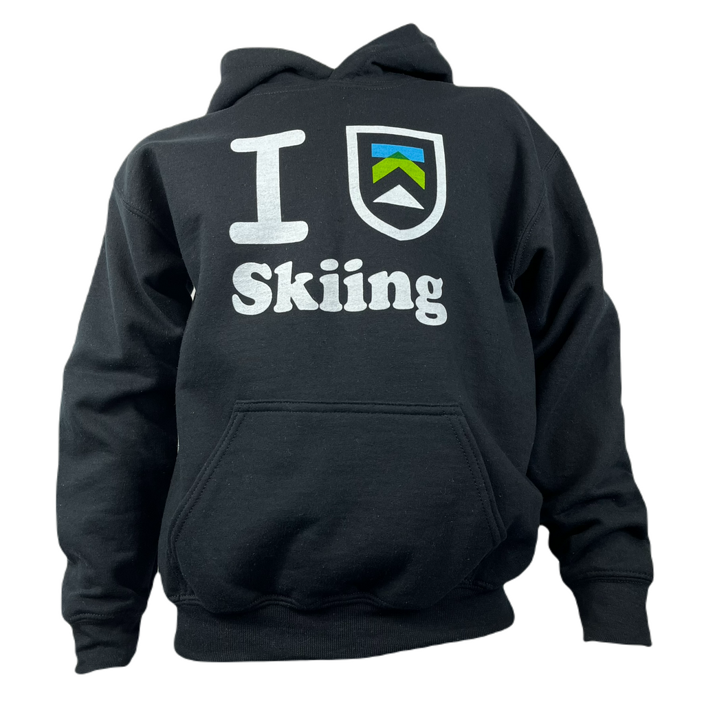 Killington Logo "I Heart Skiing" Youth Hoodie-Black-Killington Sports