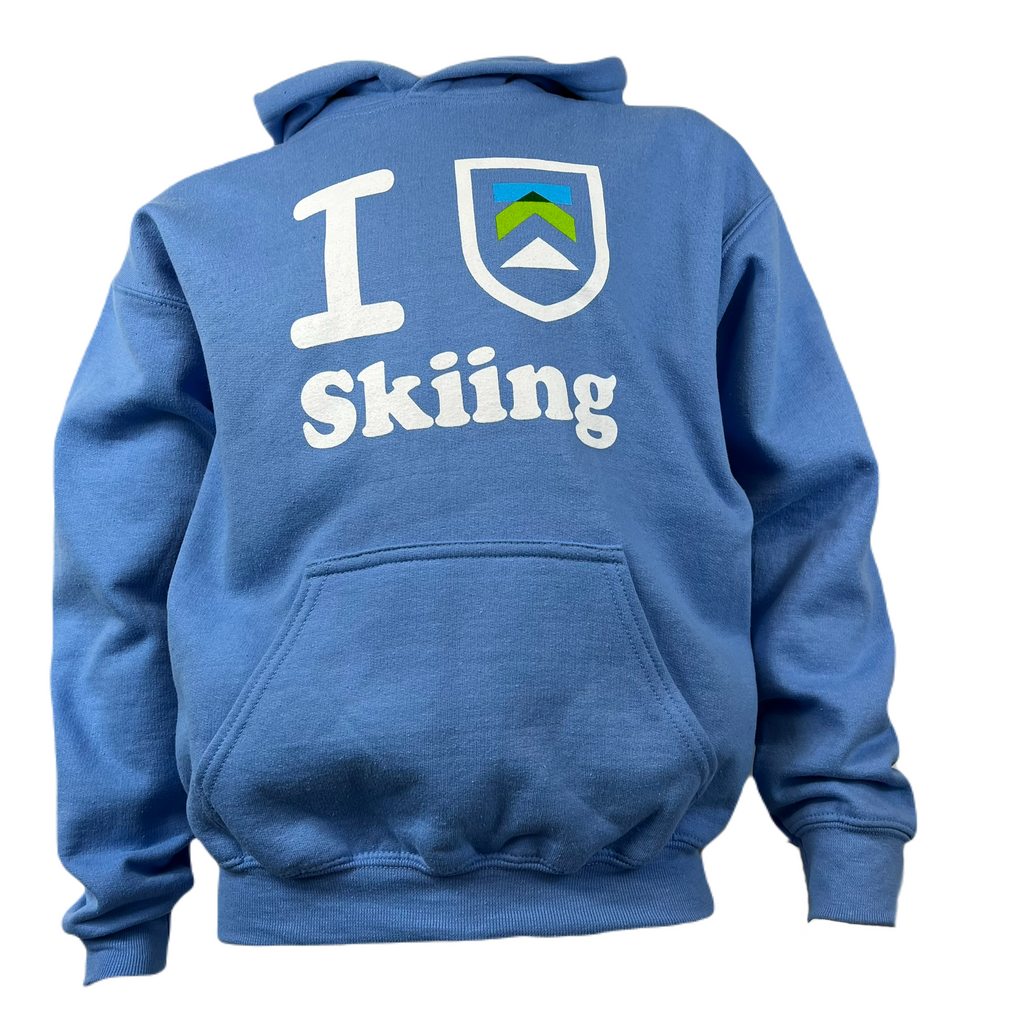 Killington Logo "I Heart Skiing" Youth Hoodie-Carolina Blue-Killington Sports