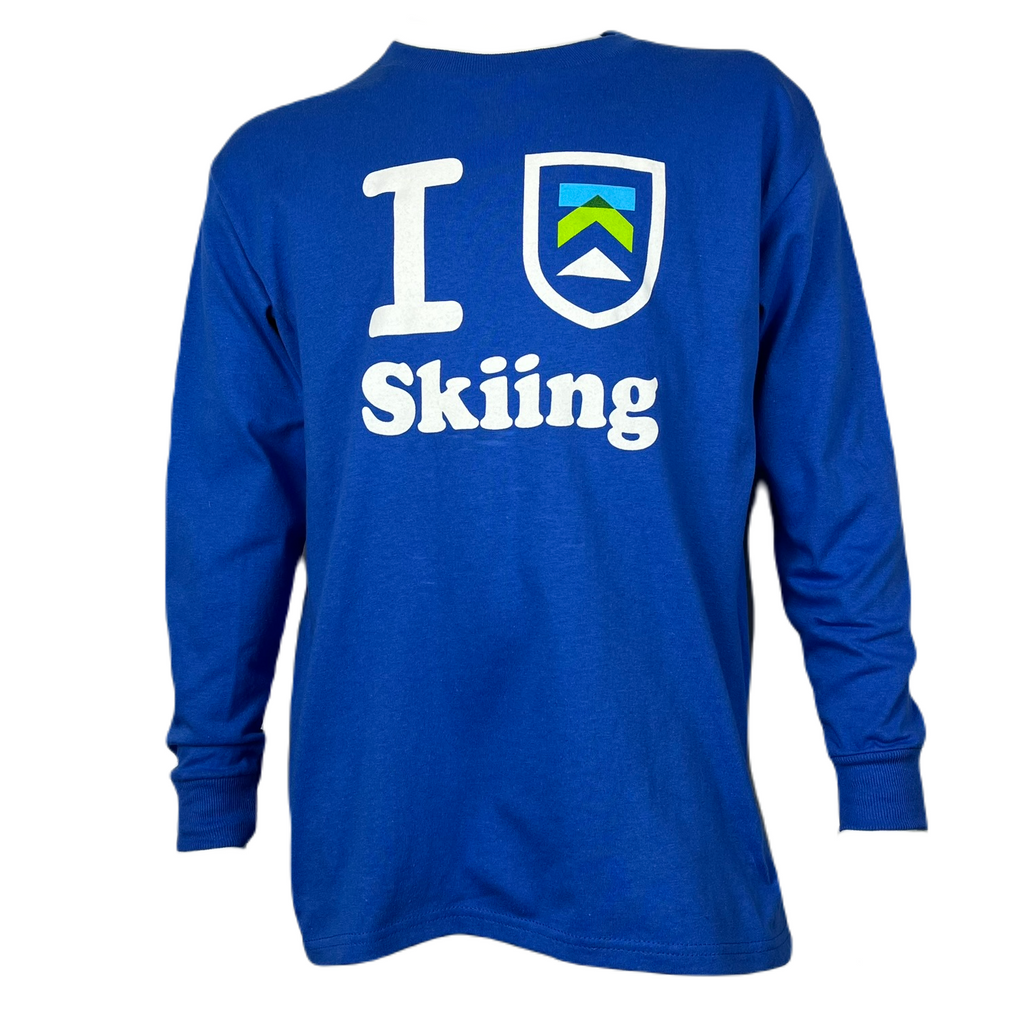 Killington Logo "I Heart Skiing" Youth Longsleeve Tee-Royal-Killington Sports
