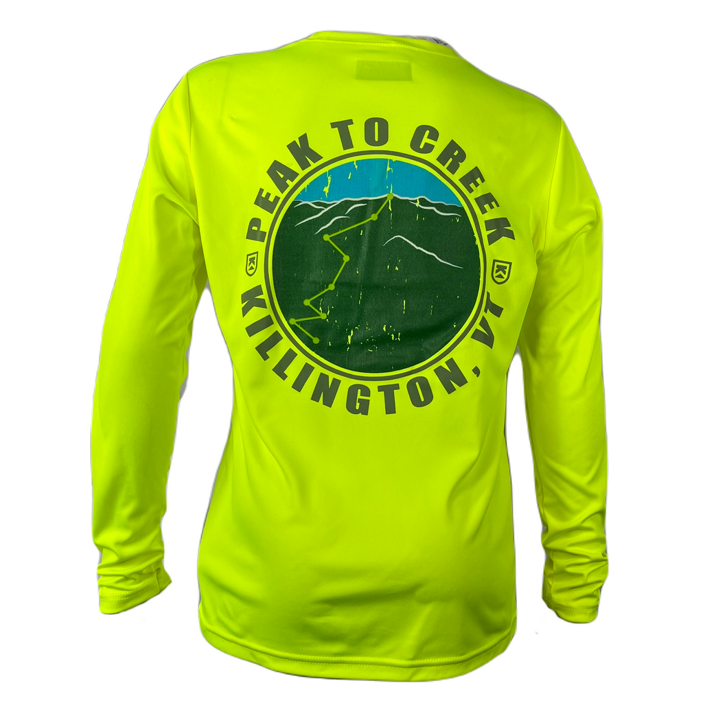 Killington Logo Peak to Creek Youth Longsleeve Tech Tee-Safety Yellow-Killington Sports