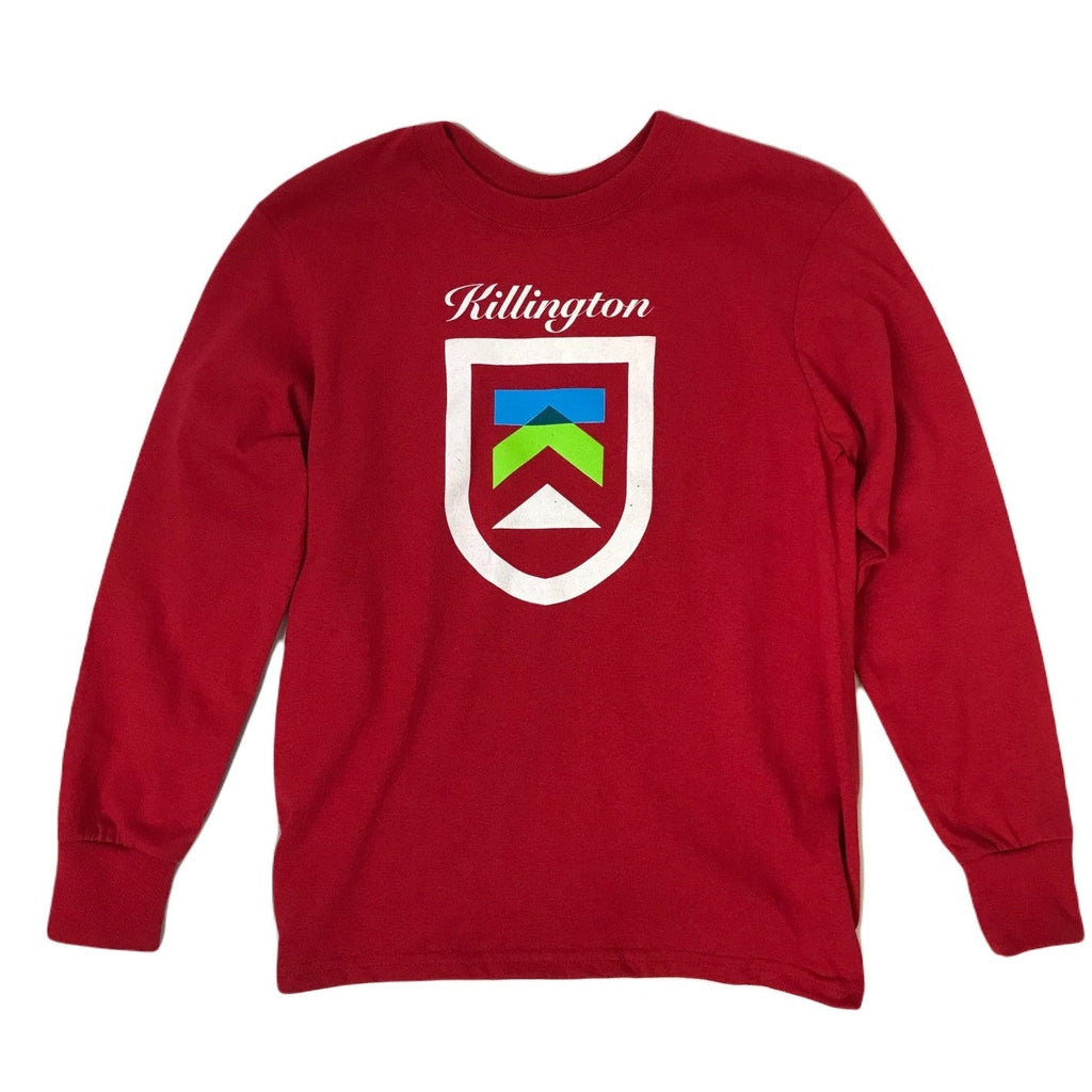 Killington Logo Shield Youth Long Sleeve TShirt-Red-Killington Sports