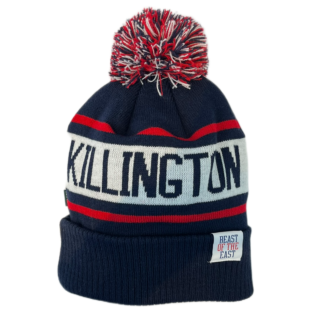 Killington Old School Ribbed Cuff Beanie with Pom-Navy/Scarlet/White-Killington Sports