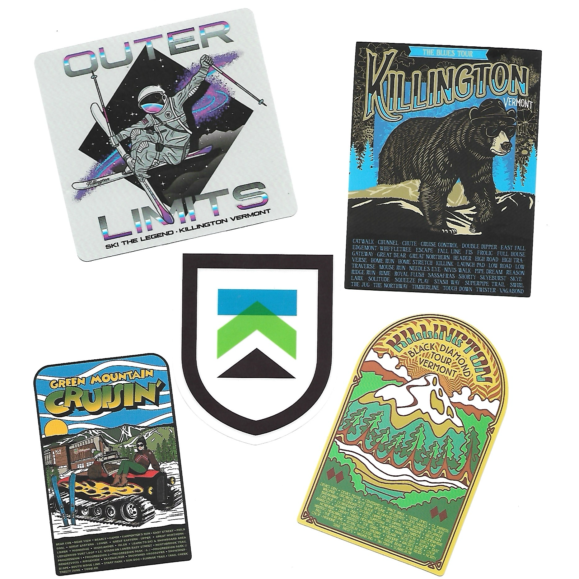 Killington & Pico Stickers - 5 Pack-Trails-Killington Sports