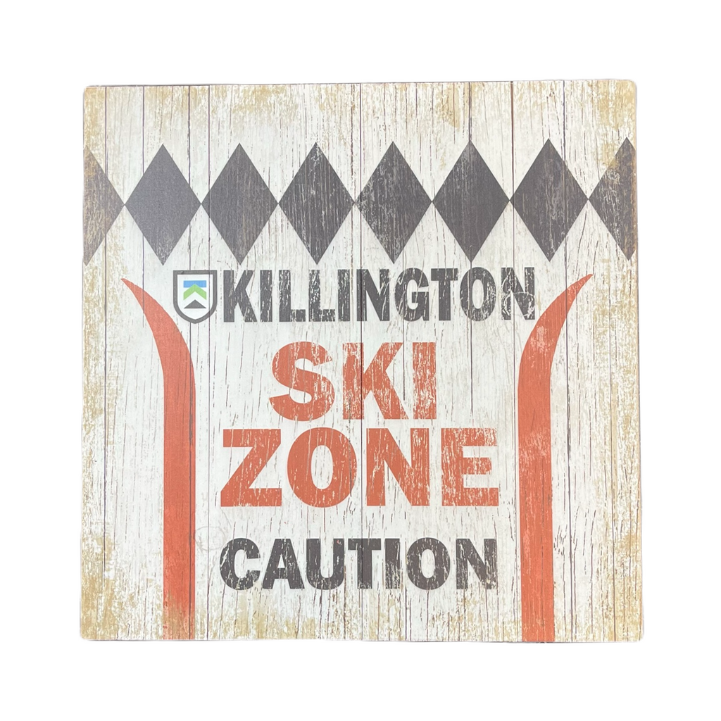 Killington Wooden Wall Art: Ski Zone Caution-Killington Sports