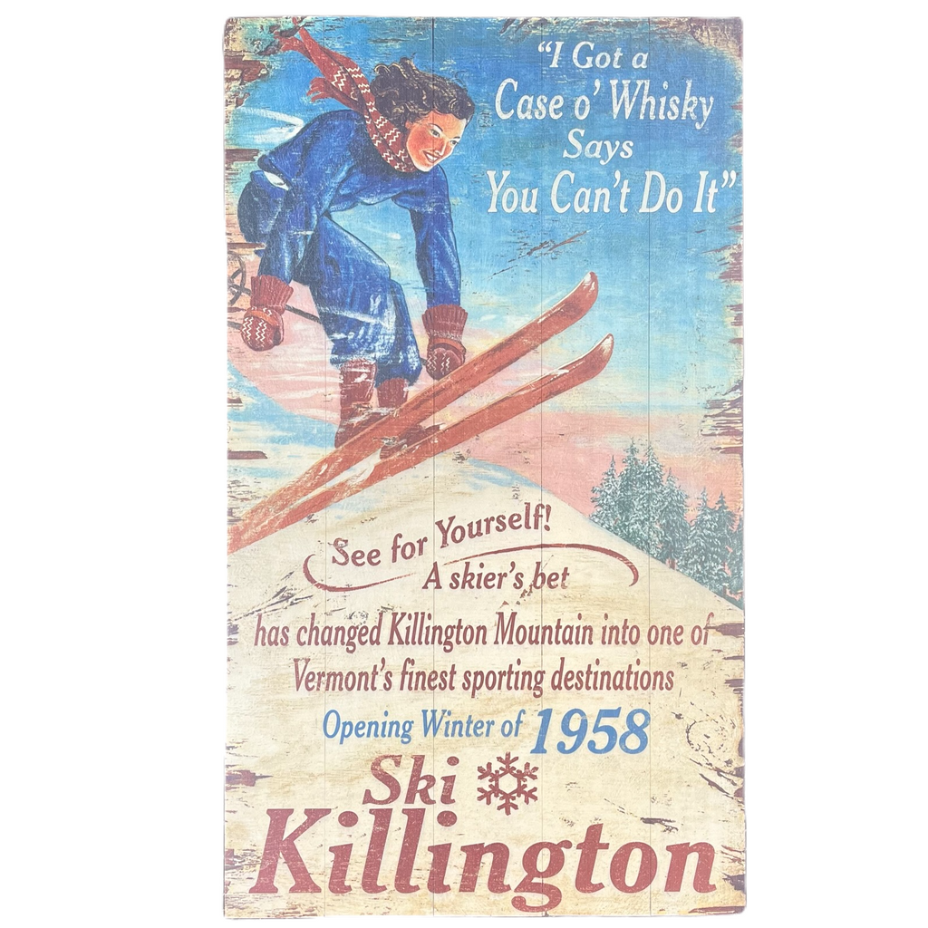 Killington Wooden Wall Art: Skiers Bet-Killington Sports
