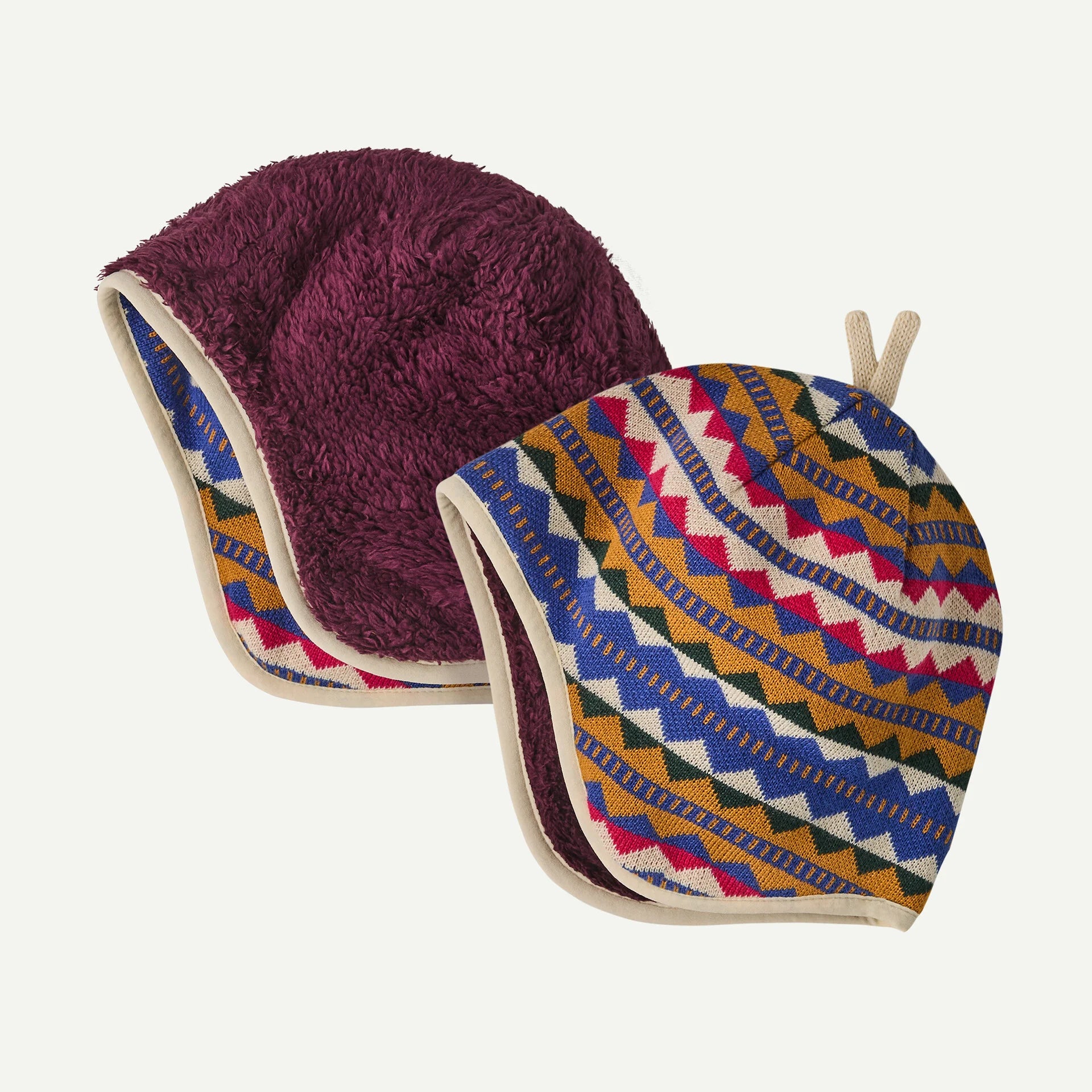 Patagonia Baby Reversible Beanie-Diamond Stripe: Rutabaga White-Killington Sports