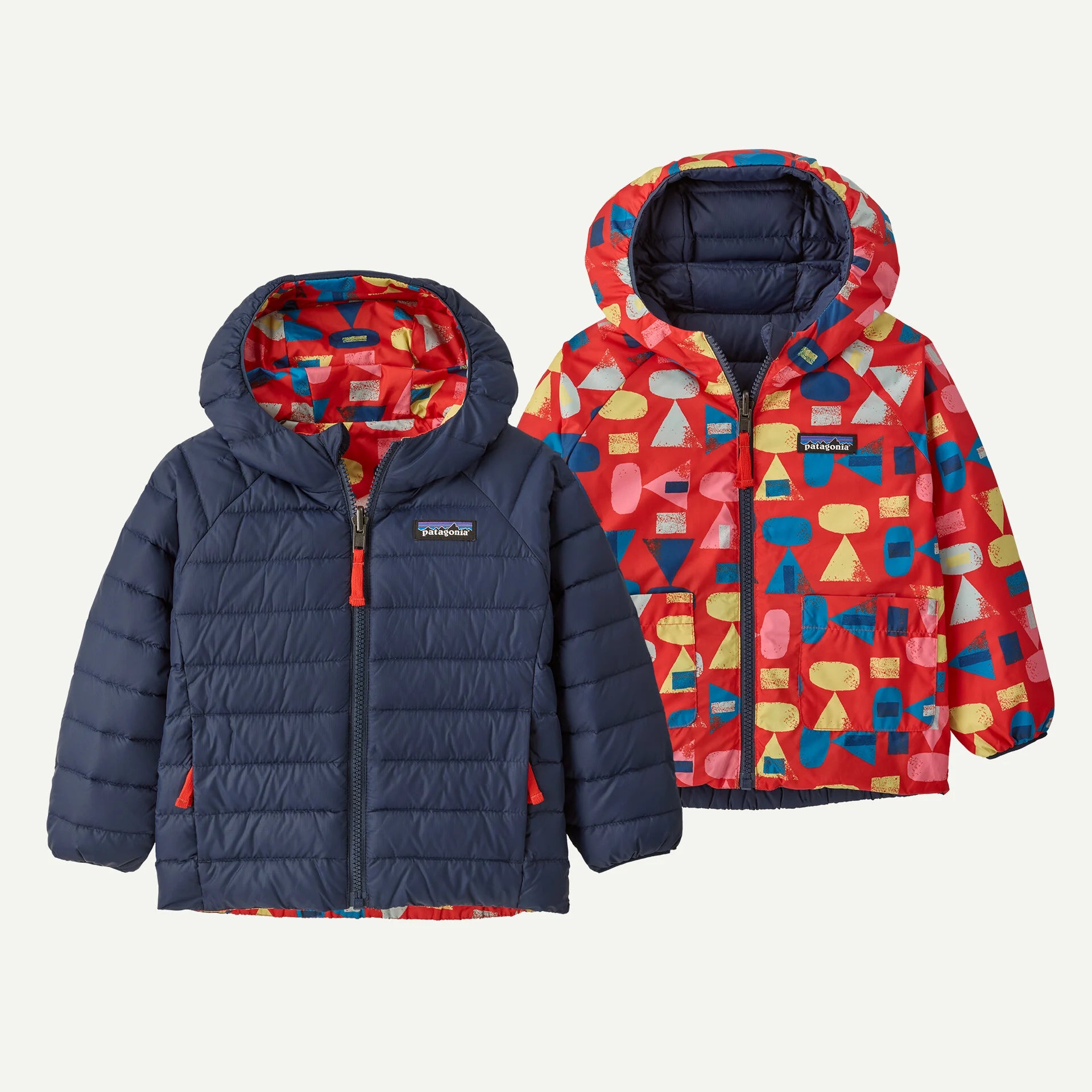 Patagonia Baby Reversible Down Sweater™ Hoody-Forest Being: Sizzle Red-Killington Sports
