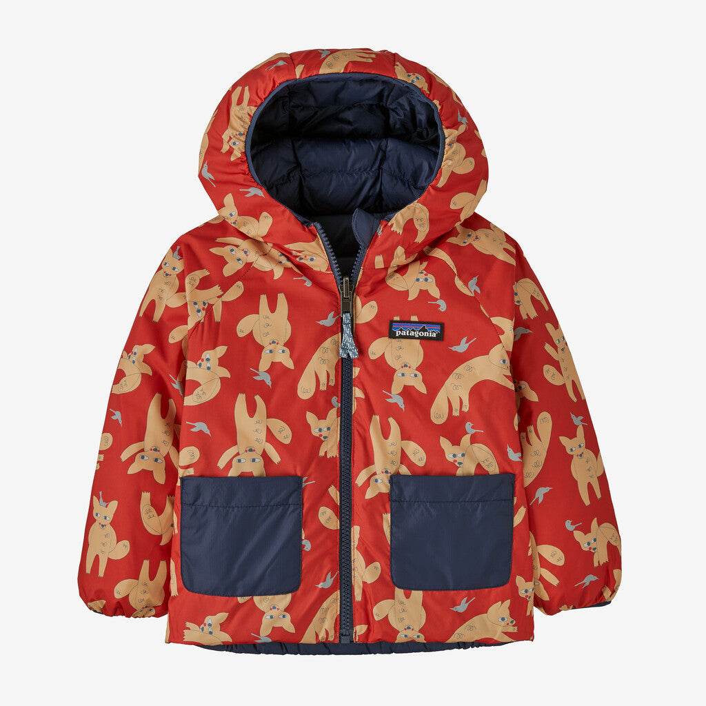 Patagonia Baby Reversible Down Sweater™ Hoody-Fox Chase: Madder Red-Killington Sports