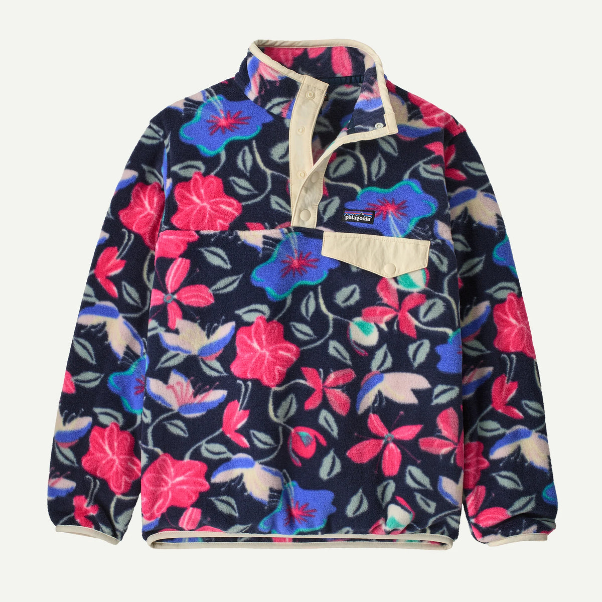 Patagonia Kids' Lightweight Synchilla® Snap-T® Fleece Pullover-Hopes and Blooms: New Navy-Killington Sports