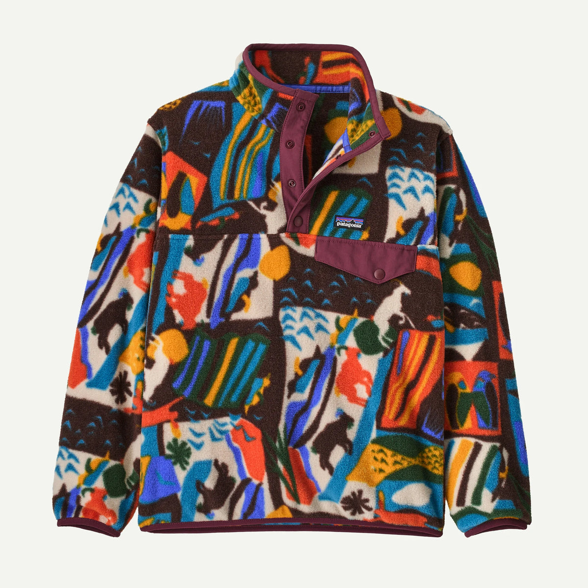 Patagonia Kids' Lightweight Synchilla® Snap-T® Fleece Pullover-Let's Chat: Den Brown-Killington Sports