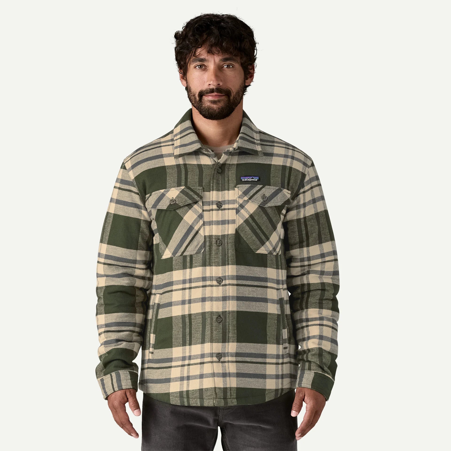 Patagonia Men's Lightweight Insulated Fjord Flannel Shirt-Ashore: Old Growth Green-Killington Sports