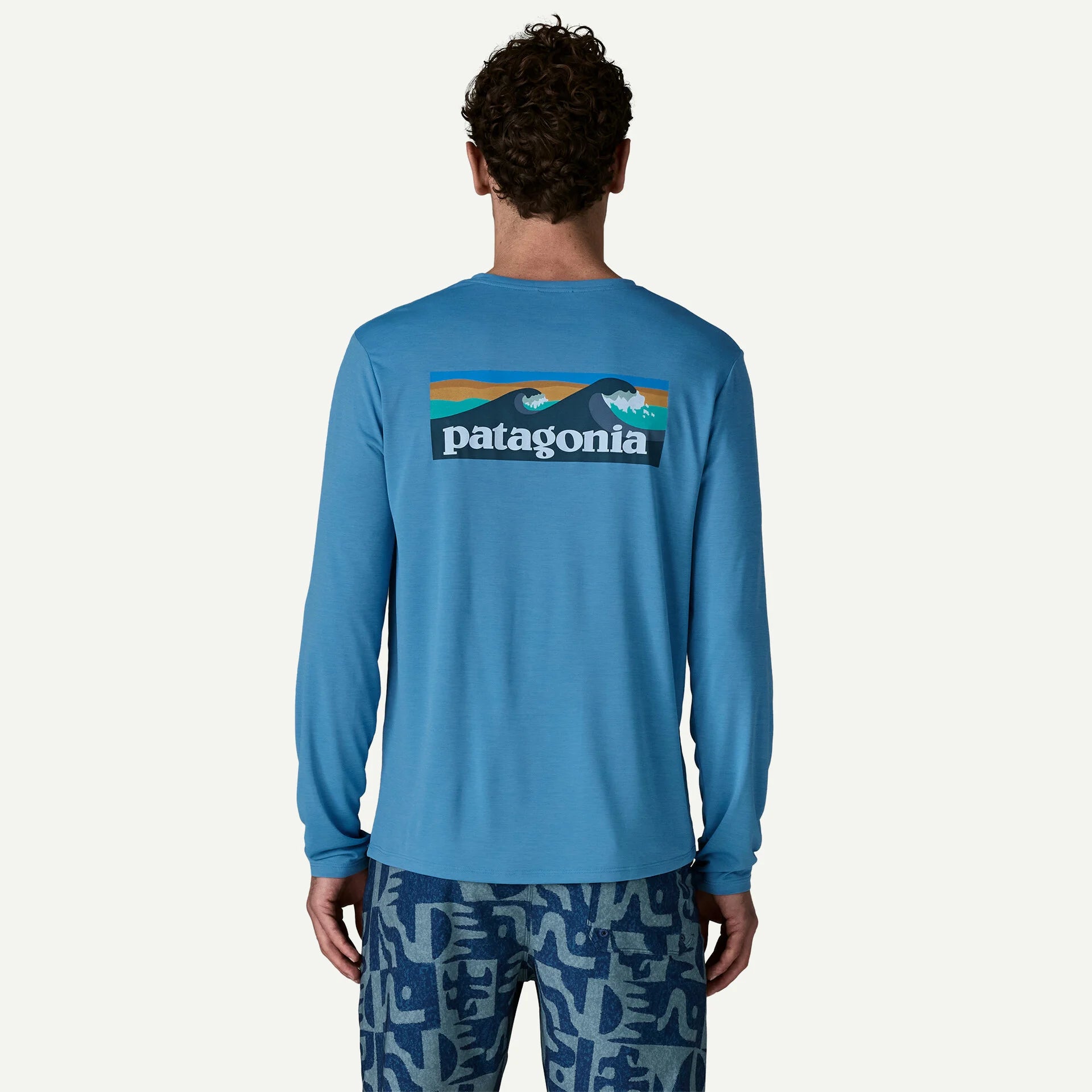 Patagonia Men's Long-Sleeved Capilene® Cool Daily Shirt - Boardshort Logo-Shore Blue - Light Shore Blue X-Dye-Killington Sports