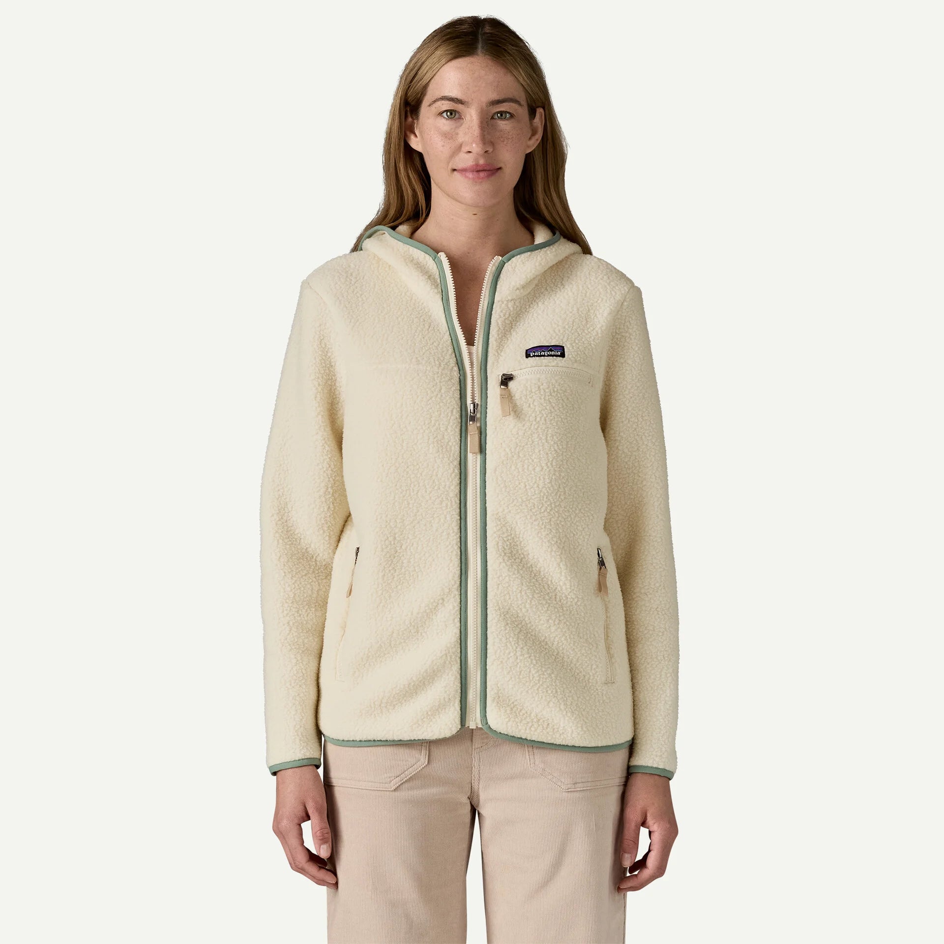 Patagonia Women's Retro Pile Hoody-Natural w/Ellwood Green-Killington Sports