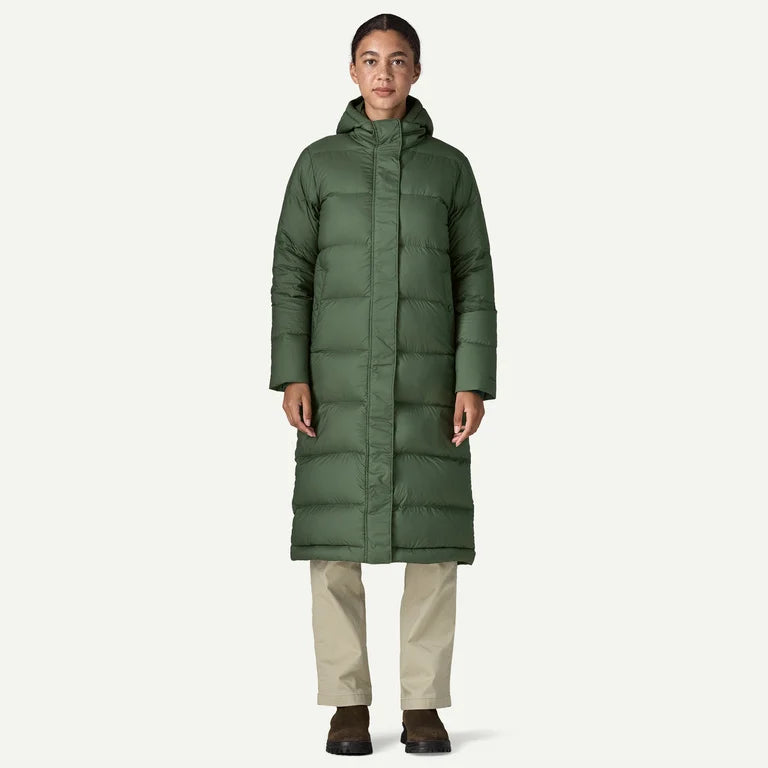 Patagonia Women's Silent Down Long Parka-Canopy Green-Killington Sports