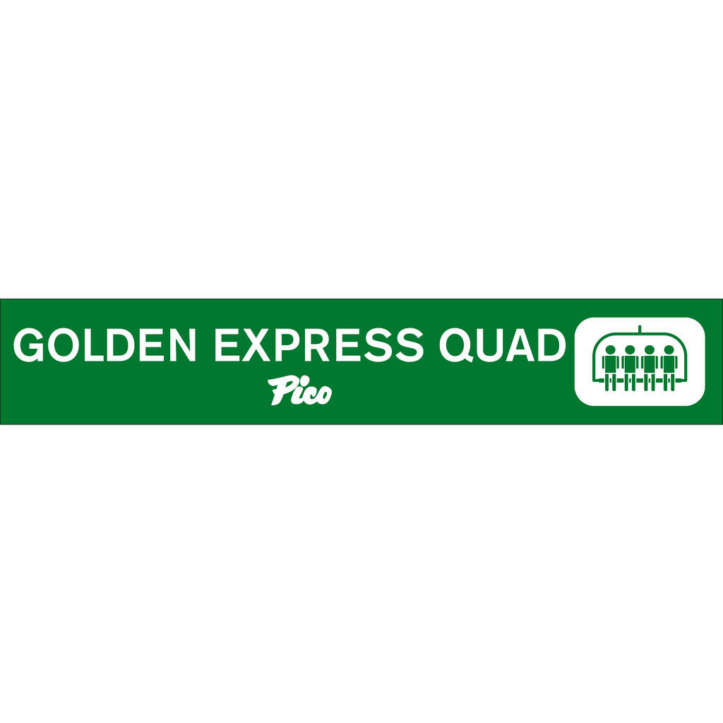 Pico Chair Lift Sign-Pico Mountain Logo-Golden Express Quad-Killington Sports