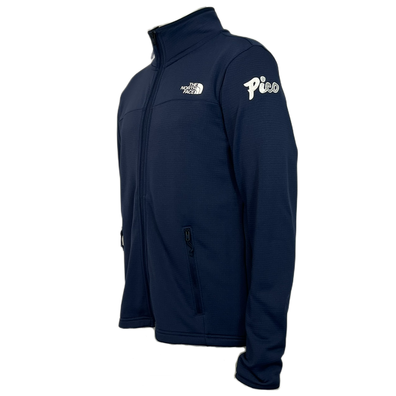 Pico Logo: The North Face Men's Cedar Trail Grid Fleece Full Zip Jacket-Summit Navy-Killington Sports