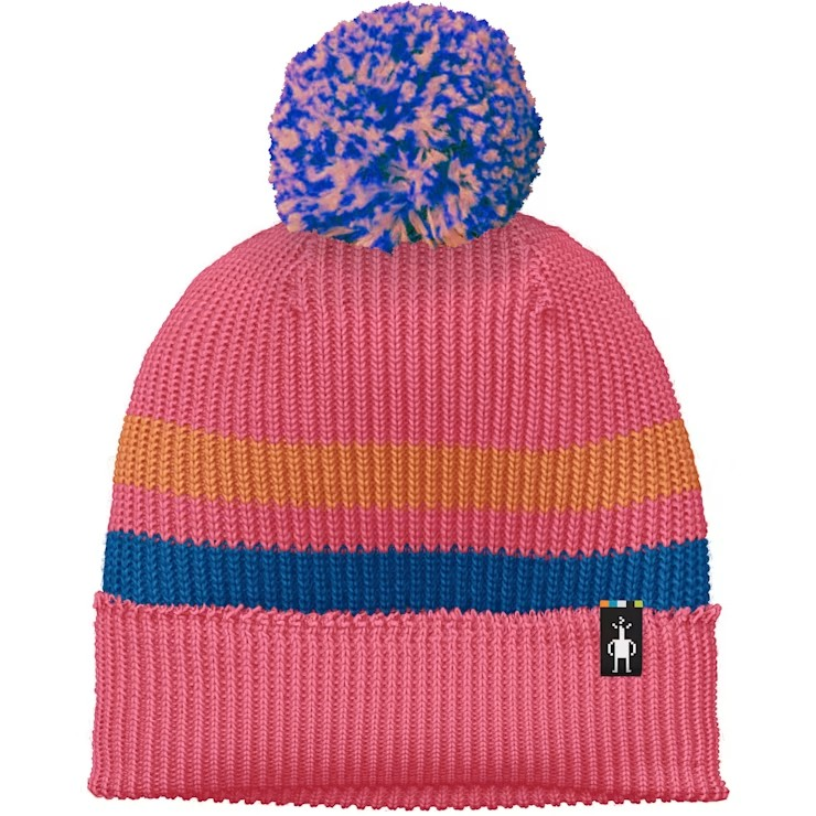 Smartwool Kids' Stripe Pom Beanie-Guava Pink-Killington Sports