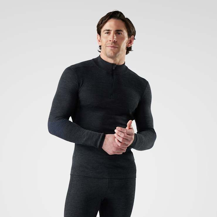 Smartwool Men's Intraknit Thermal Merino Base Layer 1/4 Zip-Charcoal/Nightfall-Killington Sports