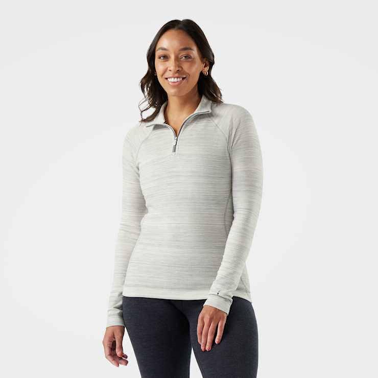 Smartwool Women's Classic Thermal Merino Base Layer 1/4 Zip-Light Gray Color Shift-Killington Sports