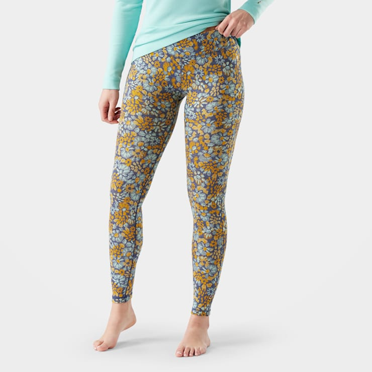 Smartwool Women's Classic Thermal Merino Base Layer Bottom-Pacific Blue Floral-Killington Sports