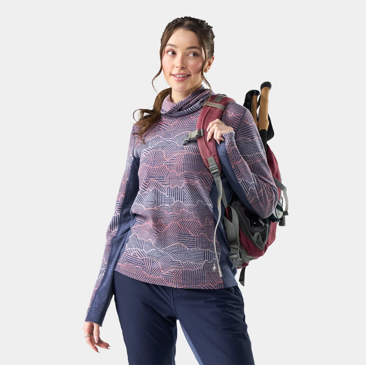 Smartwool Women's Classic Thermal Merino Mock Neck-Nightfall Linear Peaks-Killington Sports