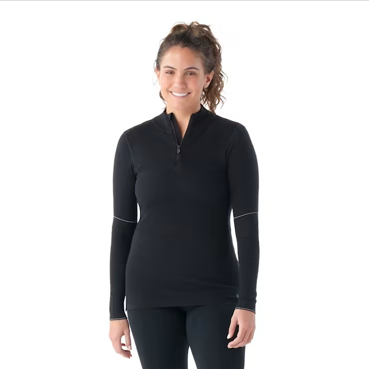 Smartwool Women's Intraknit Thermal Max Merino Base Layer 1/4 Zip-Black-Killington Sports