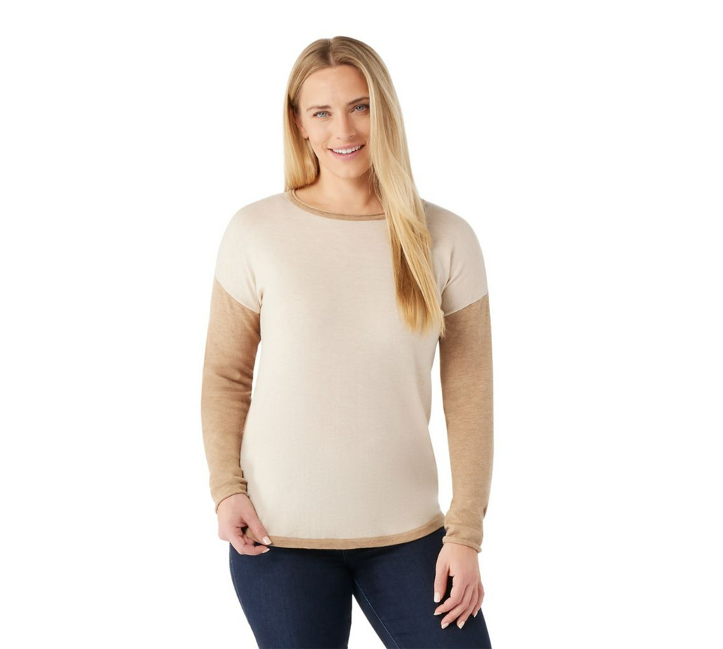 Smartwool Women's Shadow Pine Colorblock Sweater-Almond Heather-Killington Sports