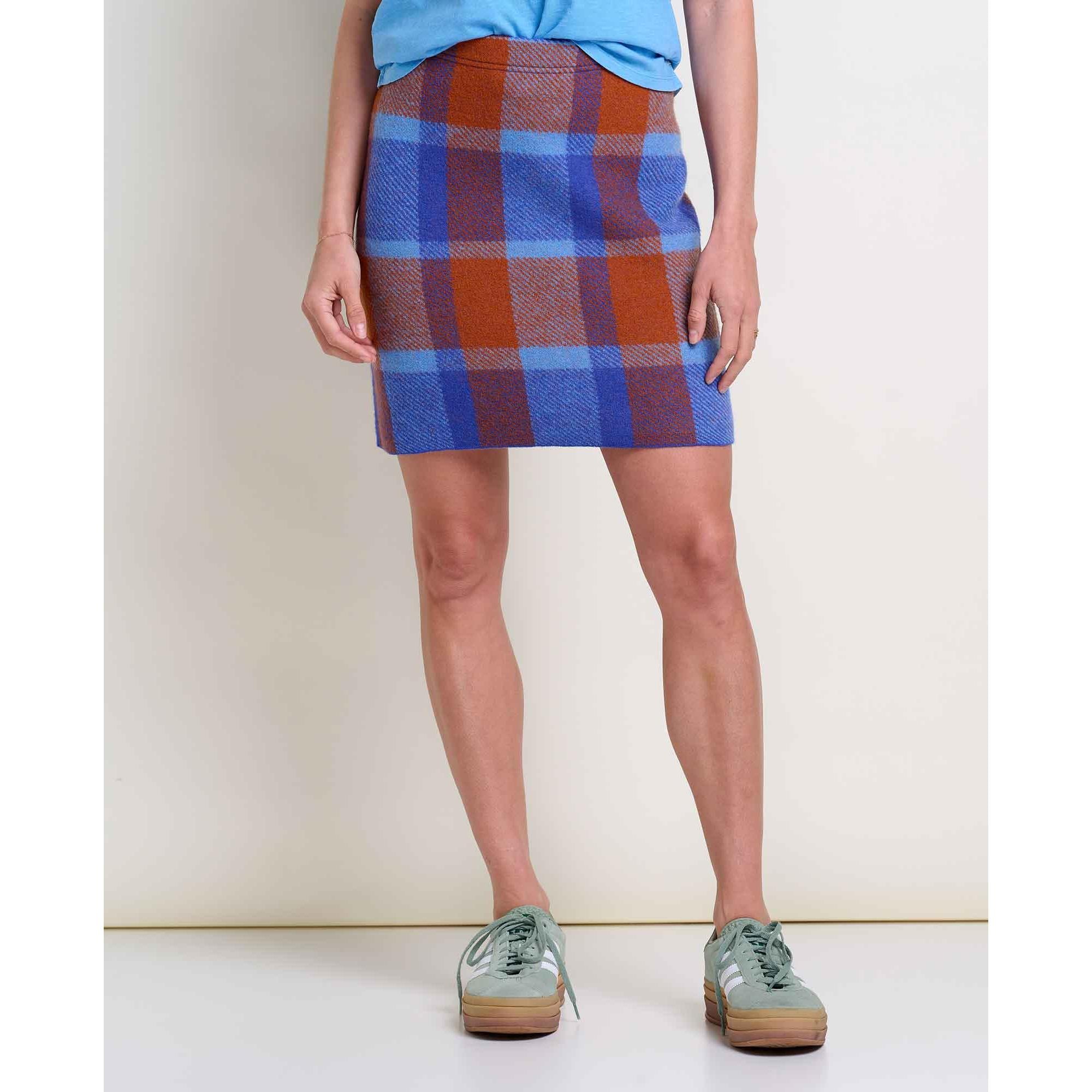 Toad & Co Women's Merino Heartfelt Sweater Skirt-Umber Plaid-Killington Sports