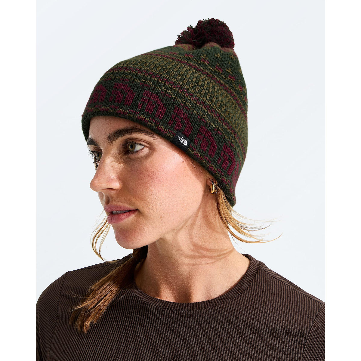 The North Face Cabin Ski Tuke-Bottle Green Jacquard/Pom-Killington Sports