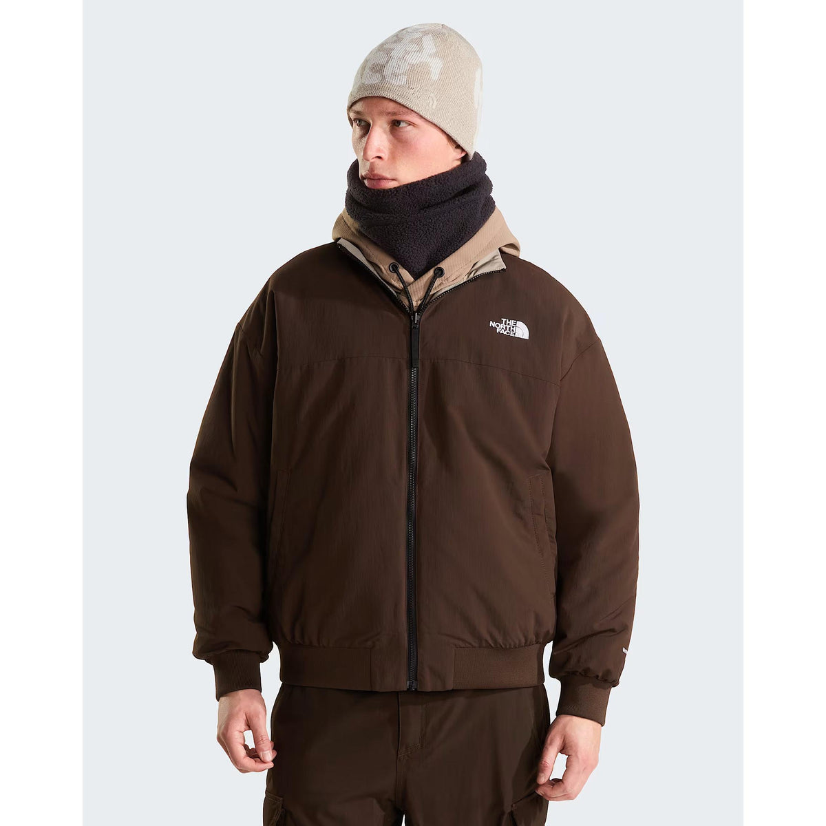 The North Face Men's Afterburner Reversible Bomber-Stone Slab/Dark Chestnut-Killington Sports