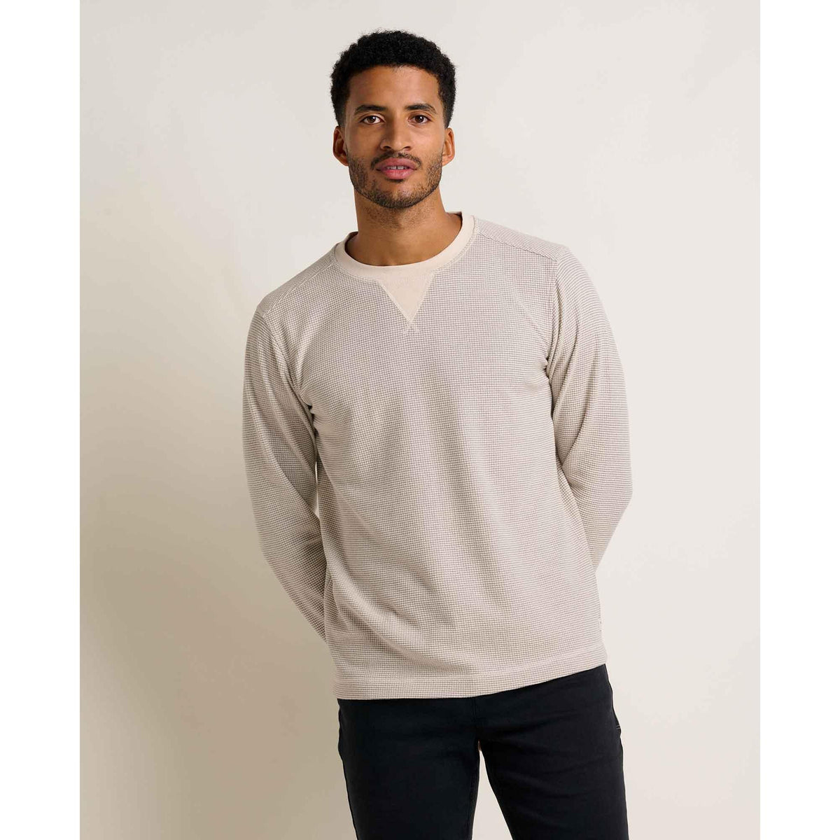 Toad & Co Men's Framer Longsleeve Crew-Heather Grey Stripe-Killington Sports