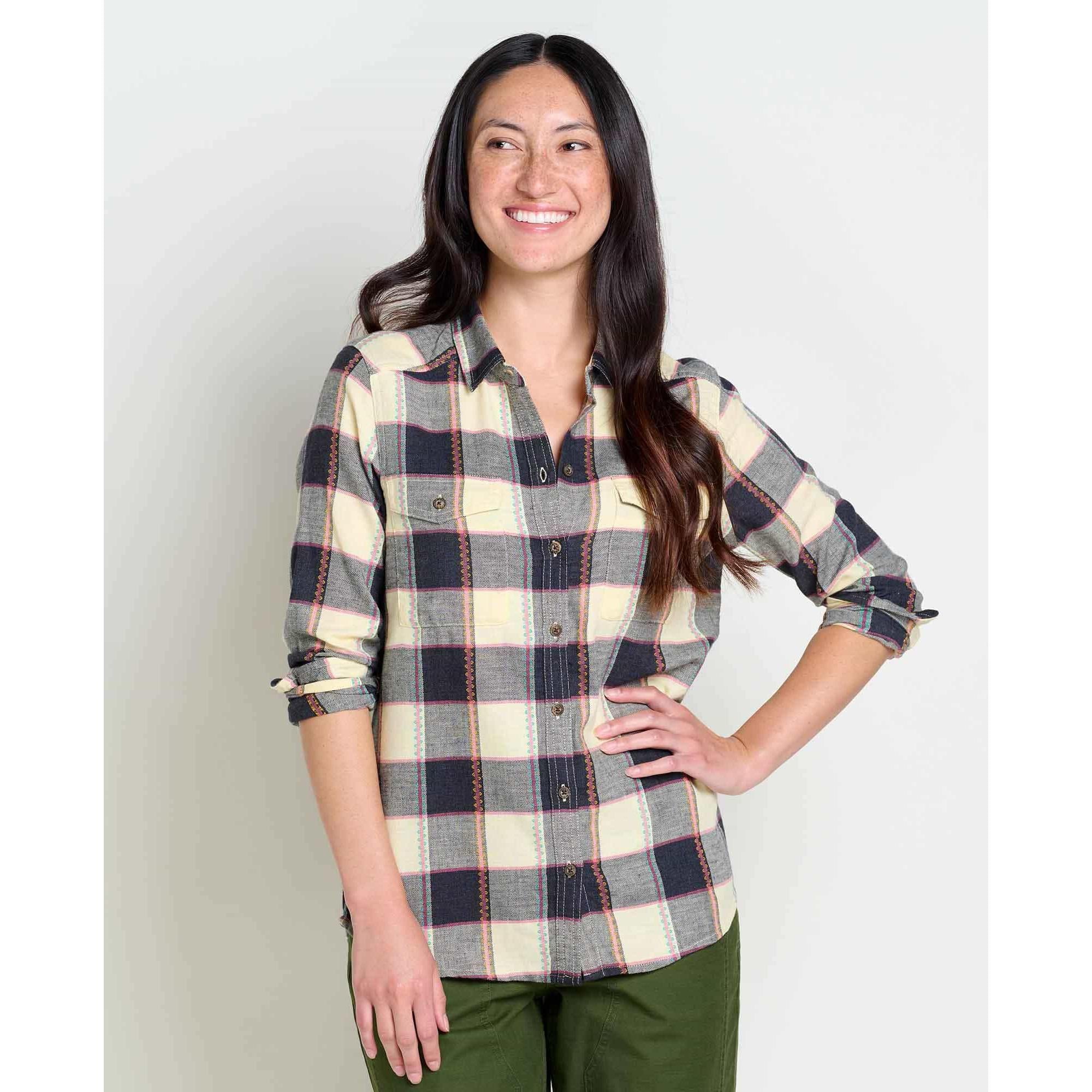 Toad & Co Women's Re-Form Flannel Long Sleeve Shirt-Barley Buffalo Check-Killington Sports