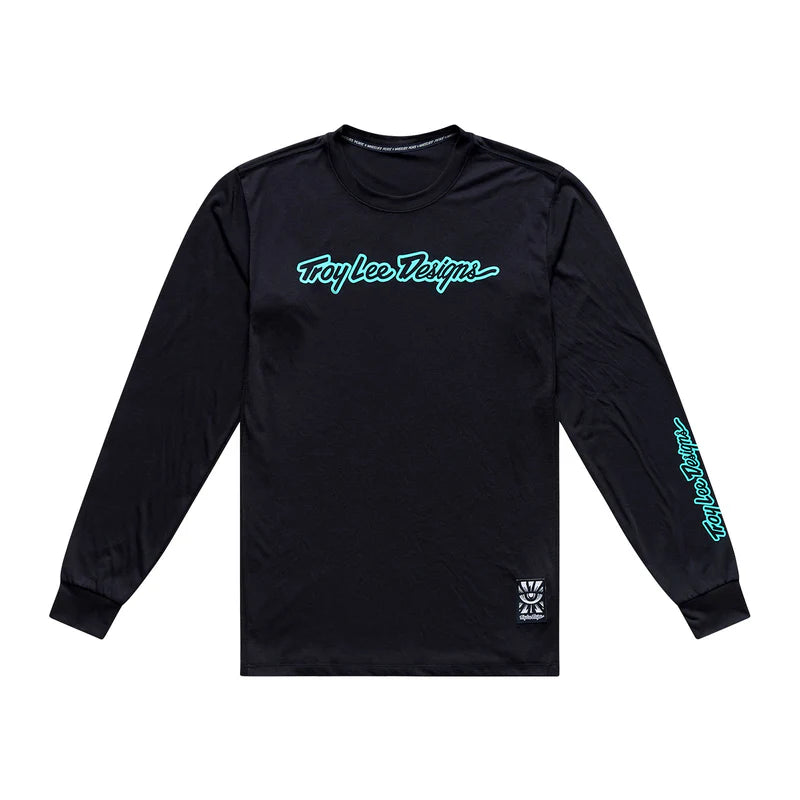 Troy Lee Designs Skyline Ride LS Tee Signature-Black/Real Teal-Killington Sports