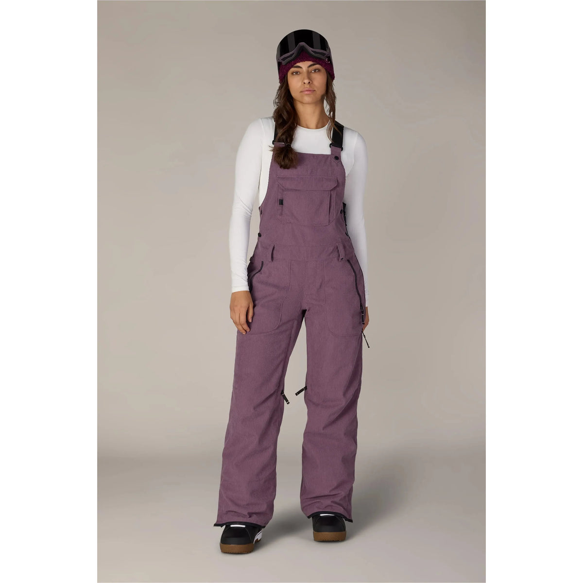 686 Women's Black Magic™ Insulated Bib-Black Plum Grid Corduroy-Killington Sports