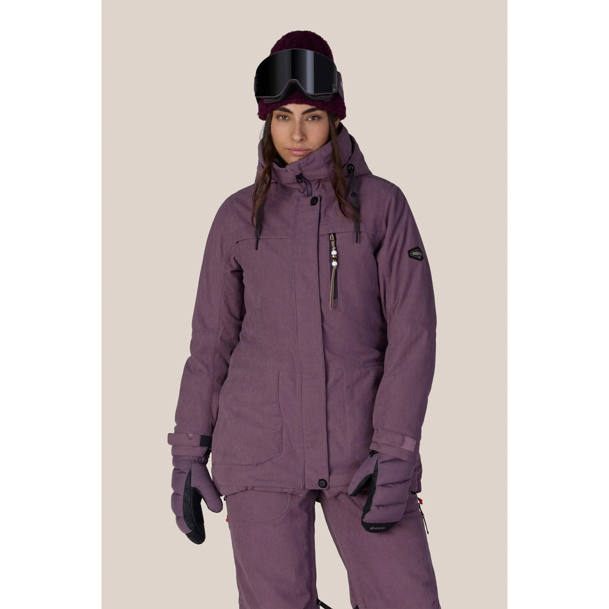 686 Women's Spirit Insulated Jacket-Black Plum Grid Corduroy-Killington Sports