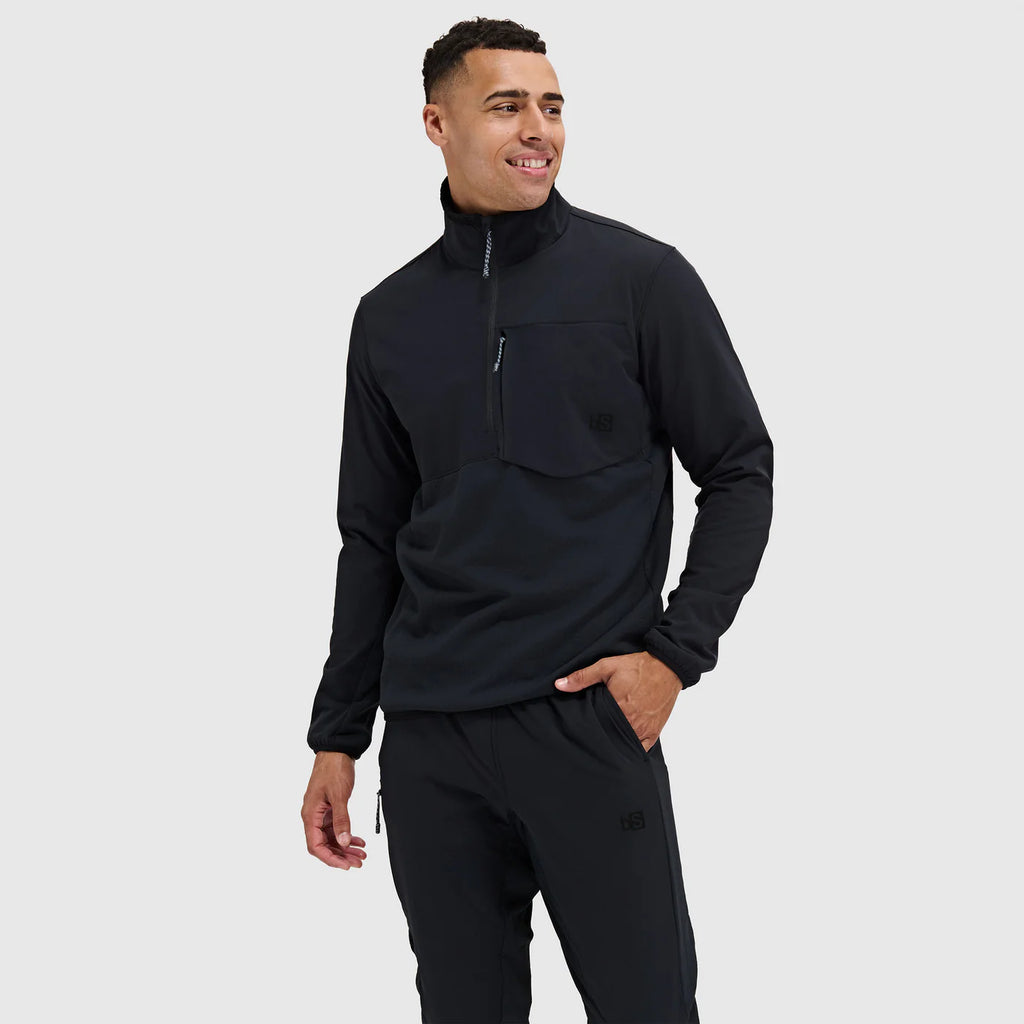 BlackStrap Men's Tribrid Grid Fleece Pullover Jacket 1/2 Zip-Black-Killington Sports