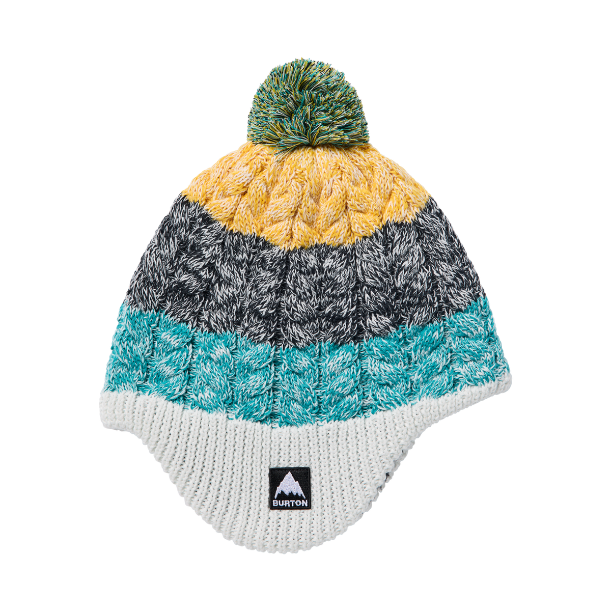 Burton Toddlers' Fleece-Lined Earflap Beanie-Goldenrod/True Black/Pacific Teal-Killington Sports