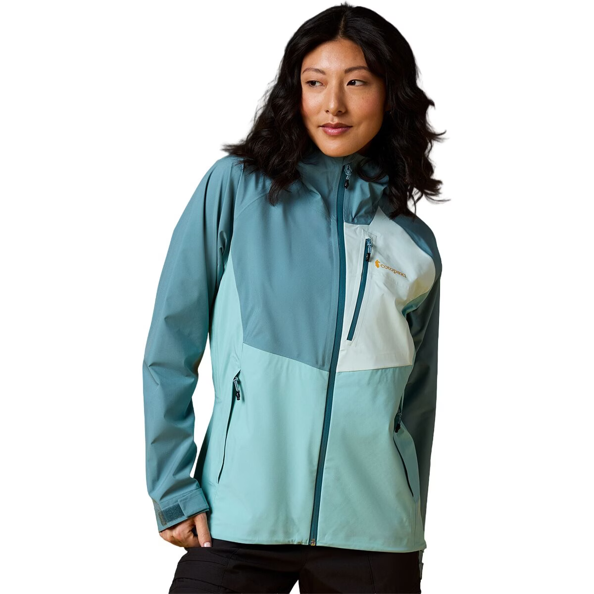 Cotopaxi Women's Impermeo 3L Hooded Shell Jacket-Everglade and Tide Pool-Killington Sports