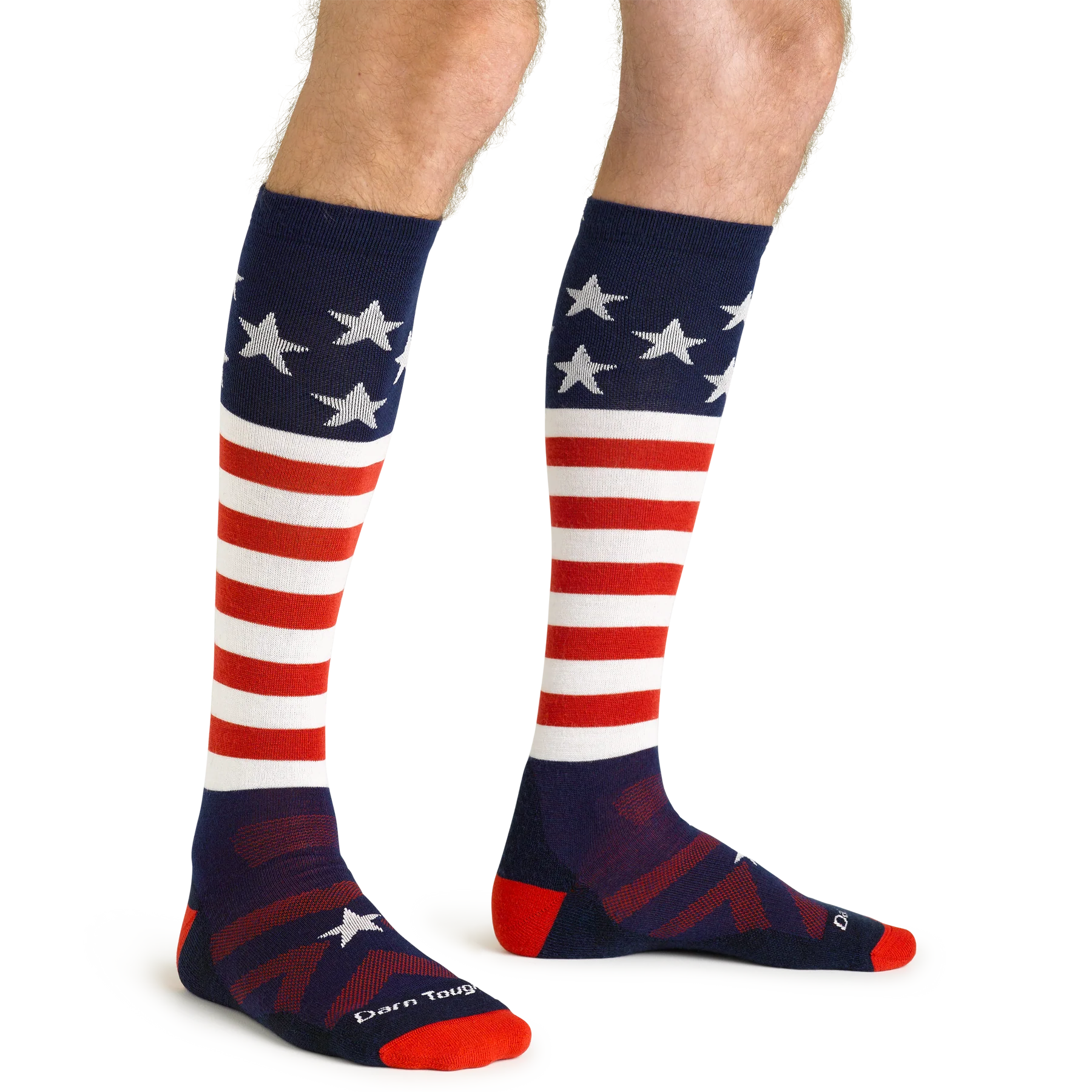 Darn Tough Men's Captain Stripe Over-the-Calf Midweight Ski & Snowboard Sock-Stars & Stripes-Killington Sports