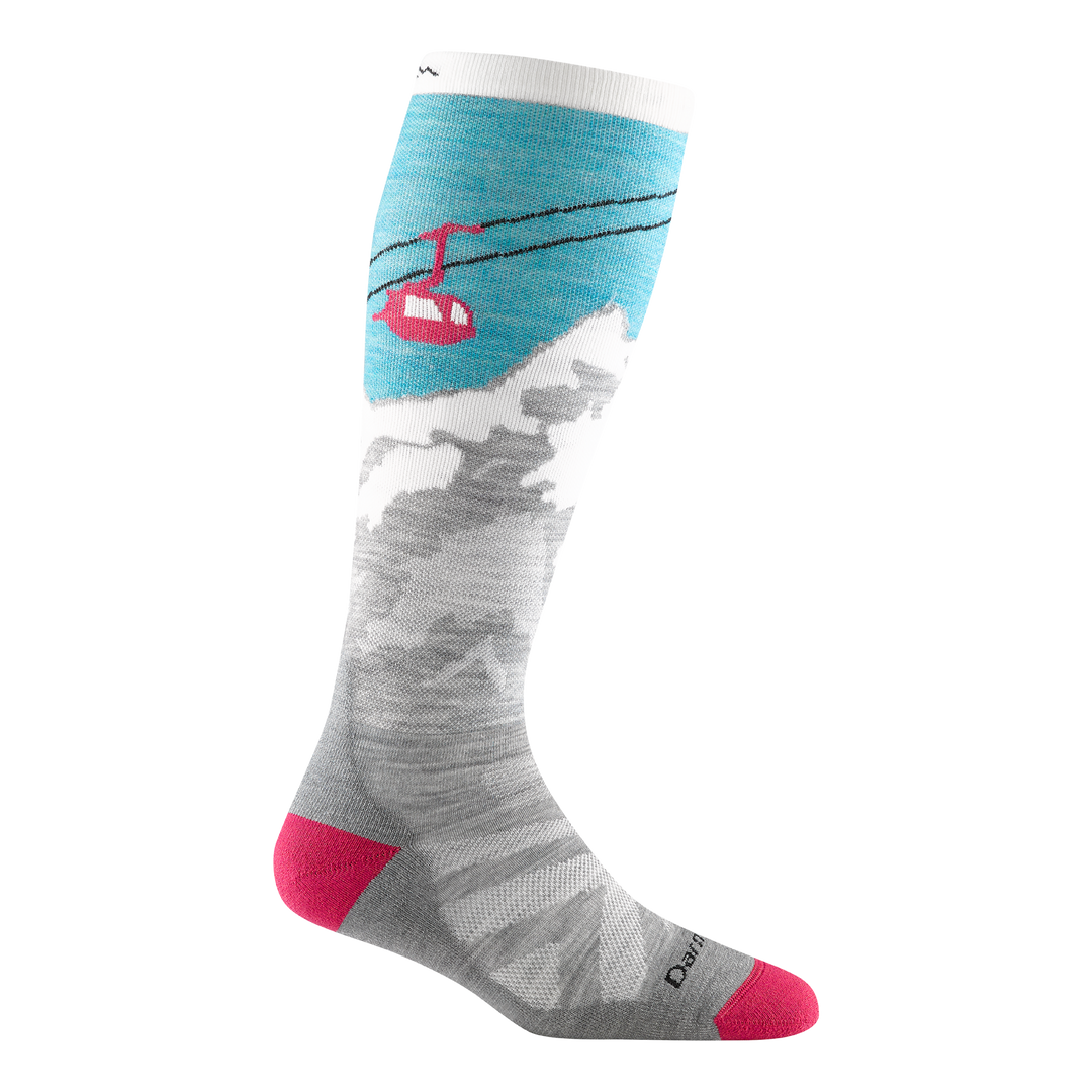 Darn Tough Women's Yeti Over-the-Calf Midweight Ski & Snowboard Sock-1827-Aqua-Killington Sports
