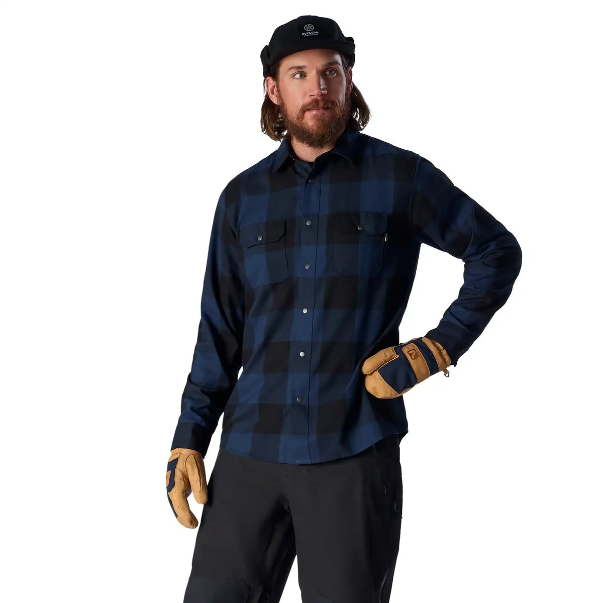 FlyLow Men's Handlebar Tech Flannel-Abyss/Black Plaid-Killington Sports