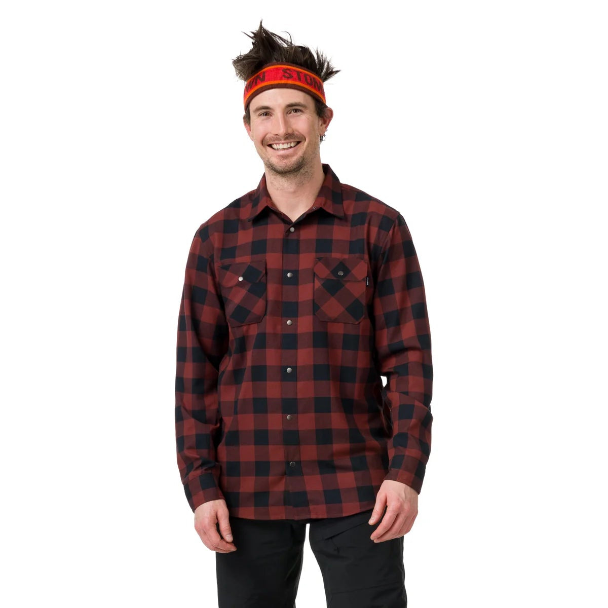 Flylow Men's Handlebar Tech Flannel-Amaro/Black Plaid-Killington Sports
